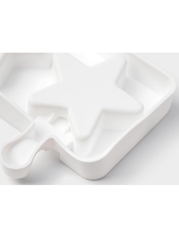 Форма силиконовая для мороженого Доляна «Звезда», 28,5×10,5×2 см, 4 ячейки, цвет белый