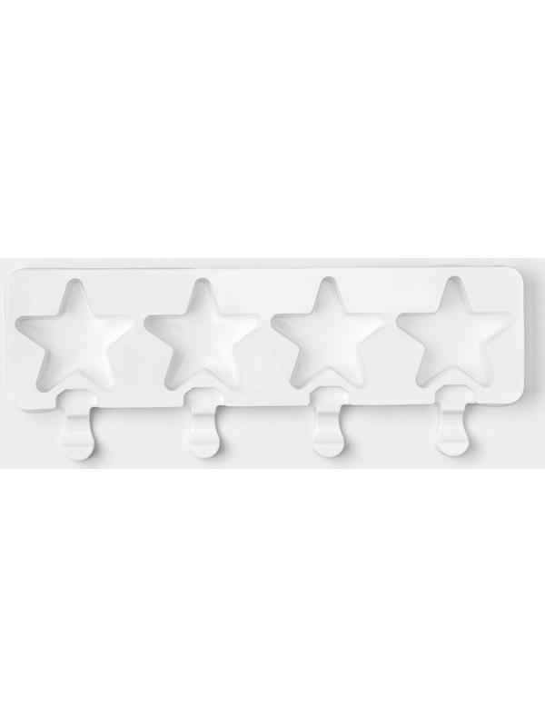 Форма силиконовая для мороженого Доляна «Звезда», 28,5×10,5×2 см, 4 ячейки, цвет белый
