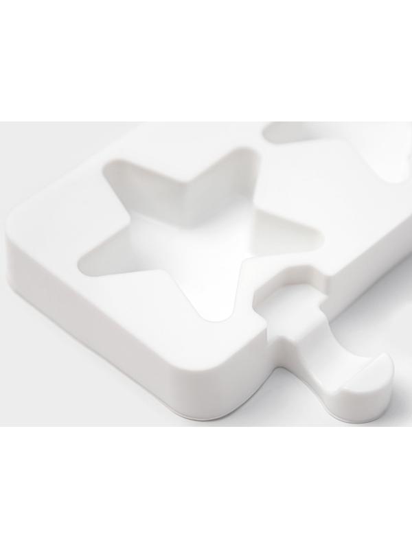 Форма силиконовая для мороженого Доляна «Звезда», 28,5×10,5×2 см, 4 ячейки, цвет белый