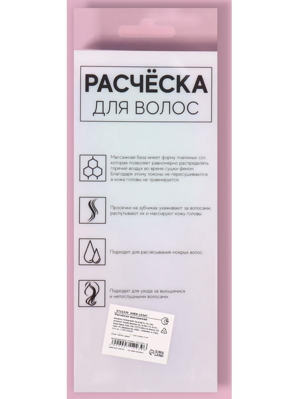 Расчёска массажная, широкая, вентилируемая, 8,5 × 20,5 см, PVC коробка, цвет сиреневый/бирюзовый