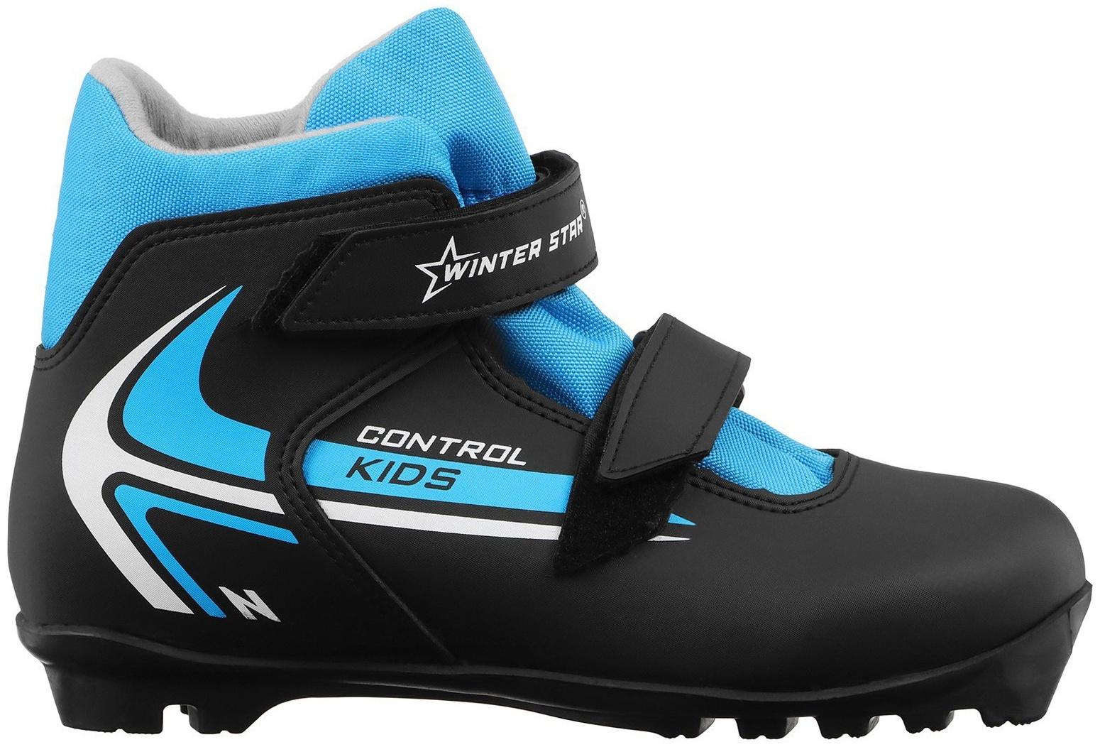 Ботинки лыжные детские Winter Star control kids, NNN, р. 35, цвет чёрный, лого синий