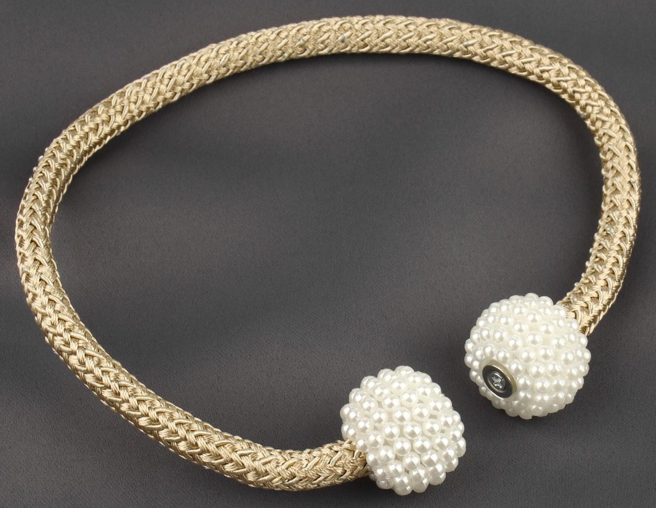 Подхват для штор «Шарики из бисера», d = 3 × 40 см, цвет белый/бежевый