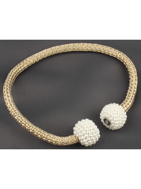 Подхват для штор «Шарики из бисера», d = 3 × 40 см, цвет белый/бежевый