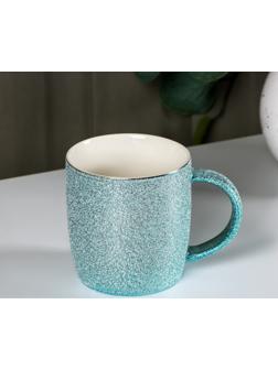 Кружка керамическая Доляна «Фольга», 350 мл, цвет голубой