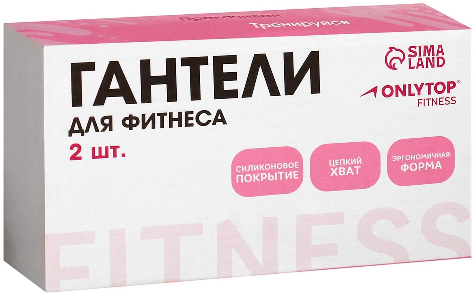 Гантели ONLYTOP для универсального отягощения, 2 шт., 1 кг, цвет голубой