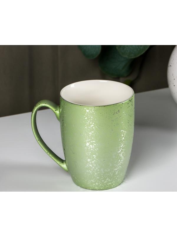 Кружка керамическая Доляна «Блеск», 350 мл, цвет зелёный