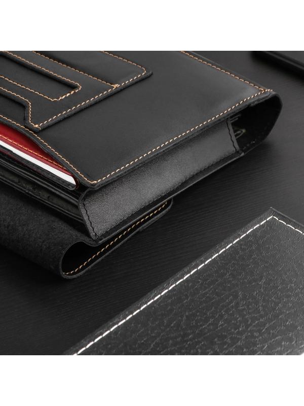 Папка для автодокументов Cartage, натуральная кожа, черная, 22 х 18 х 4,5 см