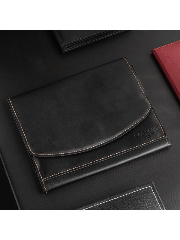 Папка для автодокументов Cartage, натуральная кожа, черная, 22 х 18 х 4,5 см