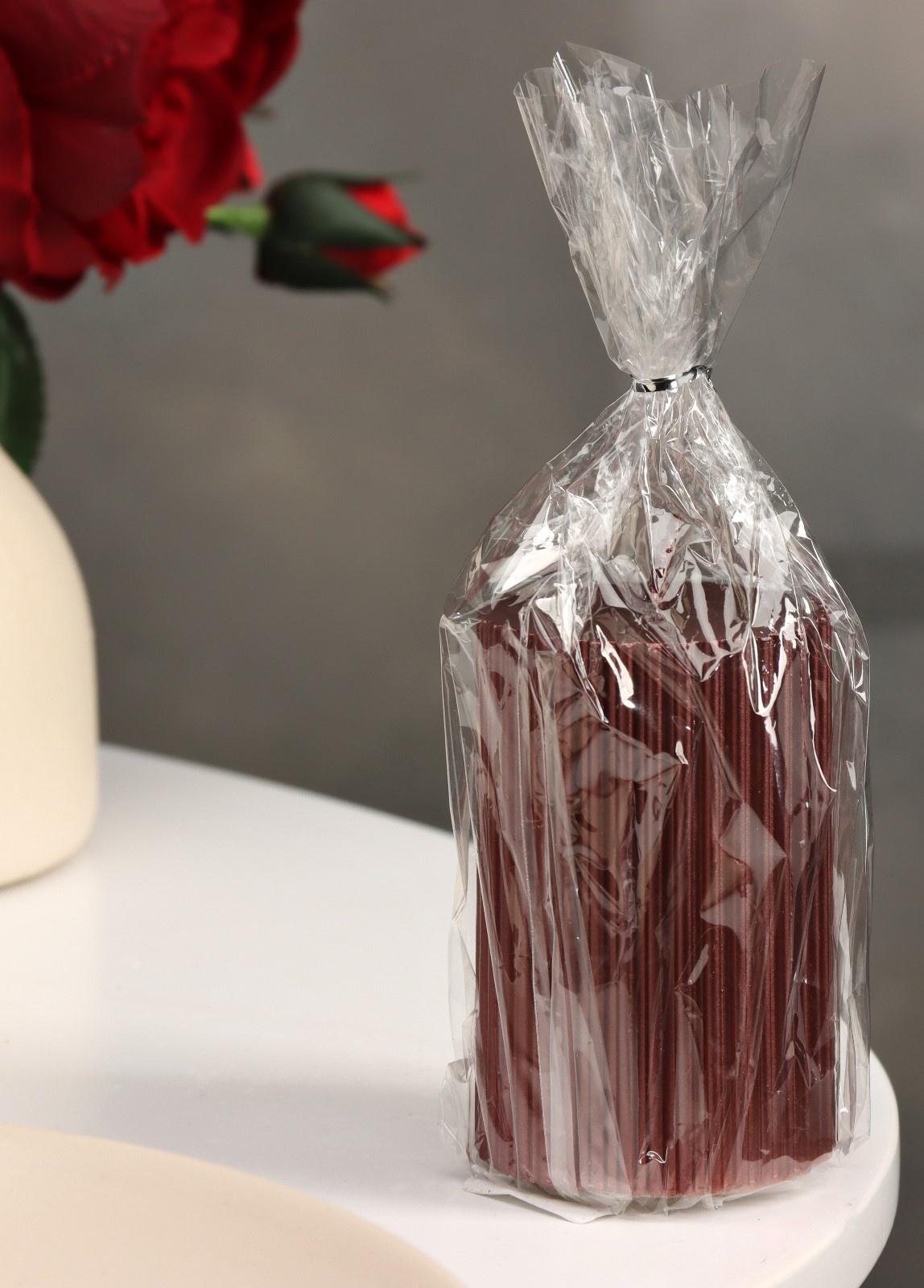 Свеча-цилиндр с гранями, 5х7,5 см, пальмовый воск, винный металлик, 6 ч