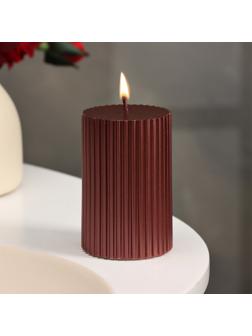 Свеча-цилиндр с гранями, 5х7,5 см, пальмовый воск, винный металлик, 6 ч