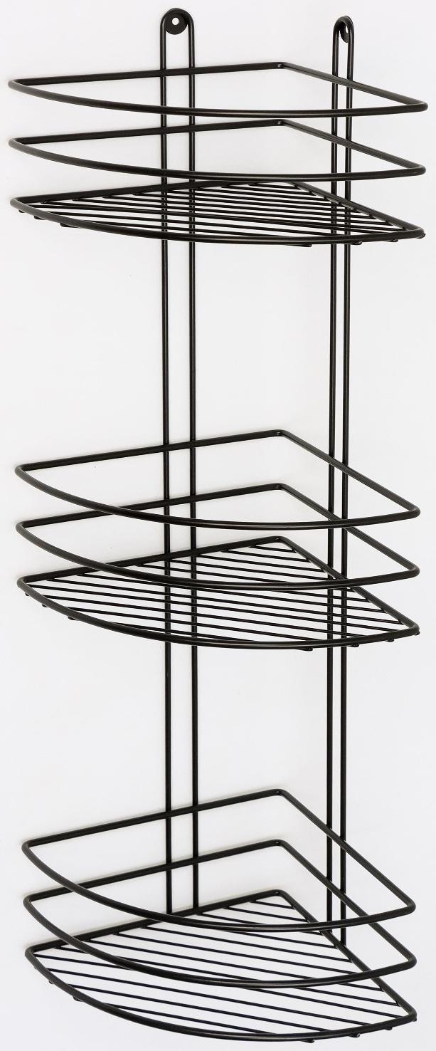 Полка для ванной угловая 3-х ярусная, 20×20×66 см, цвет чёрный