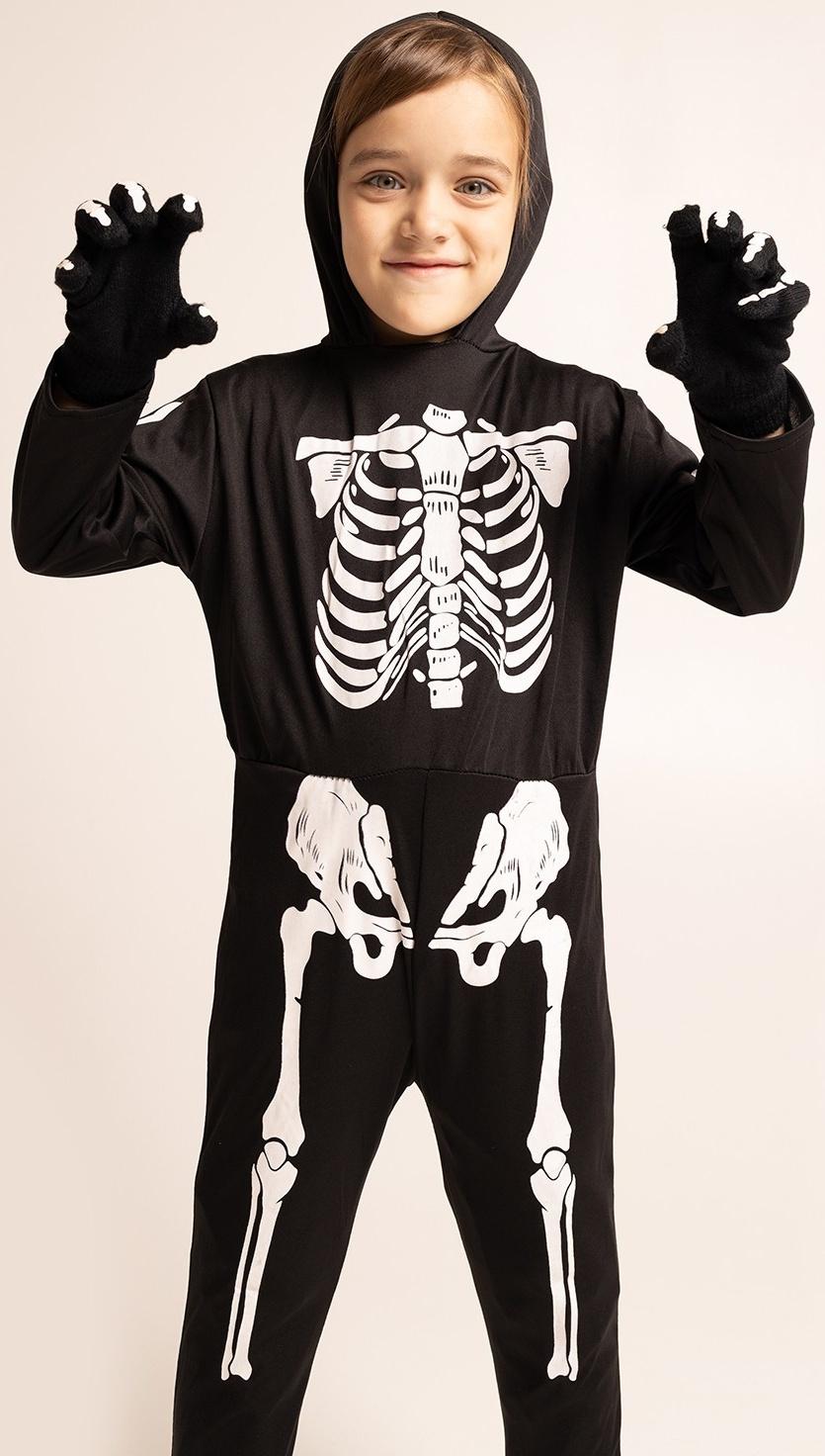 Карнавальный набор «Жуткий скелетик»: комбинезон, перчатки, грим, р. 104–116 см