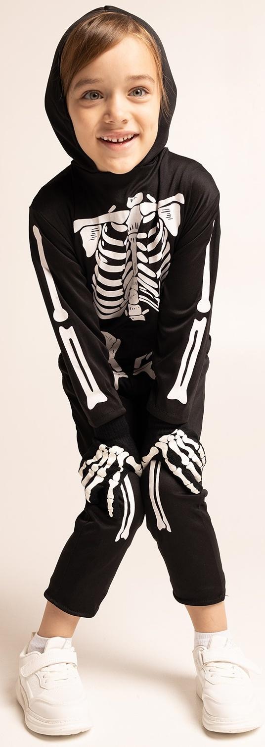 Карнавальный набор «Жуткий скелетик»: комбинезон, перчатки, грим, р. 104–116 см