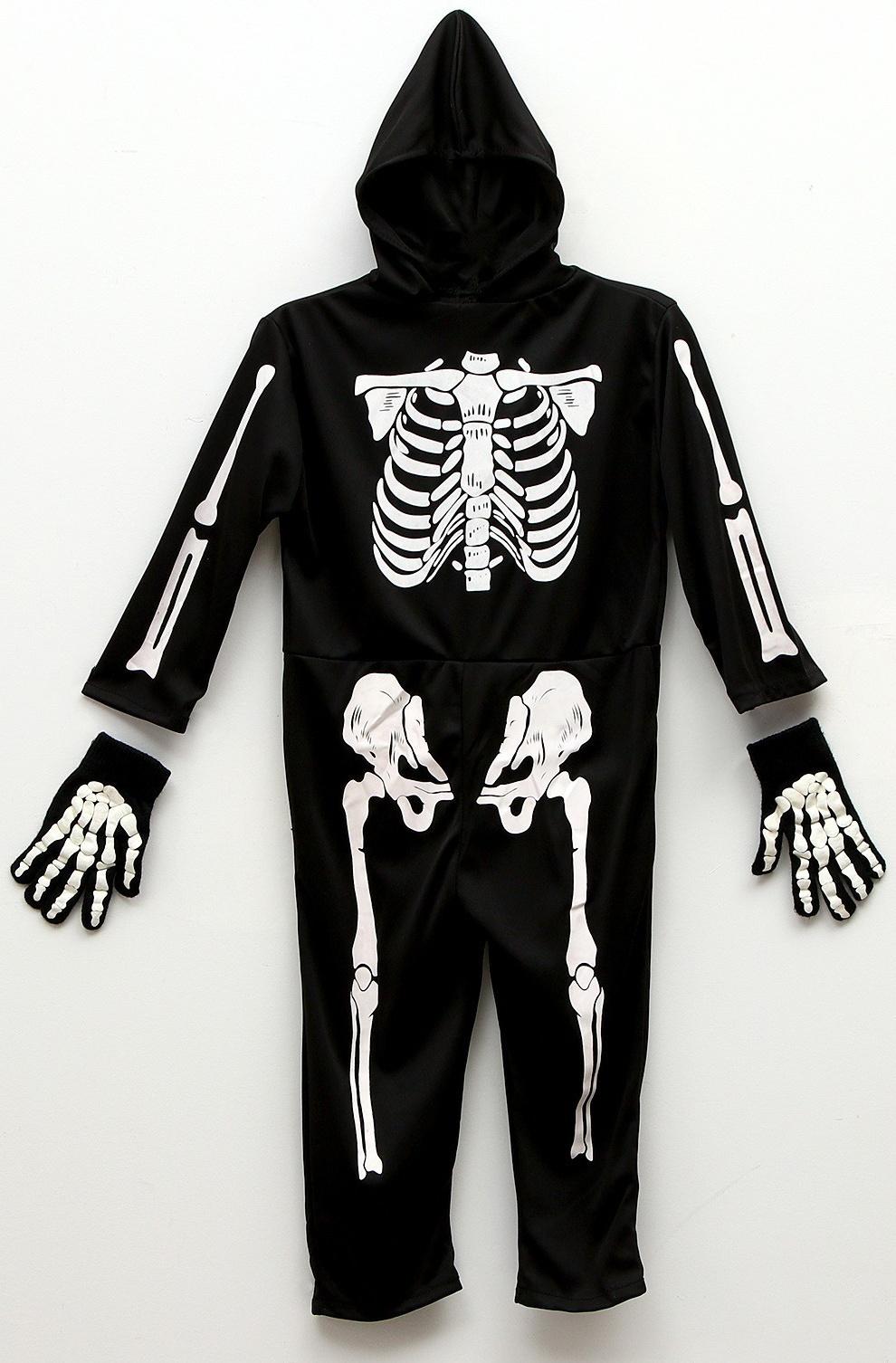Карнавальный набор «Жуткий скелетик»: комбинезон, перчатки, грим, р. 104–116 см
