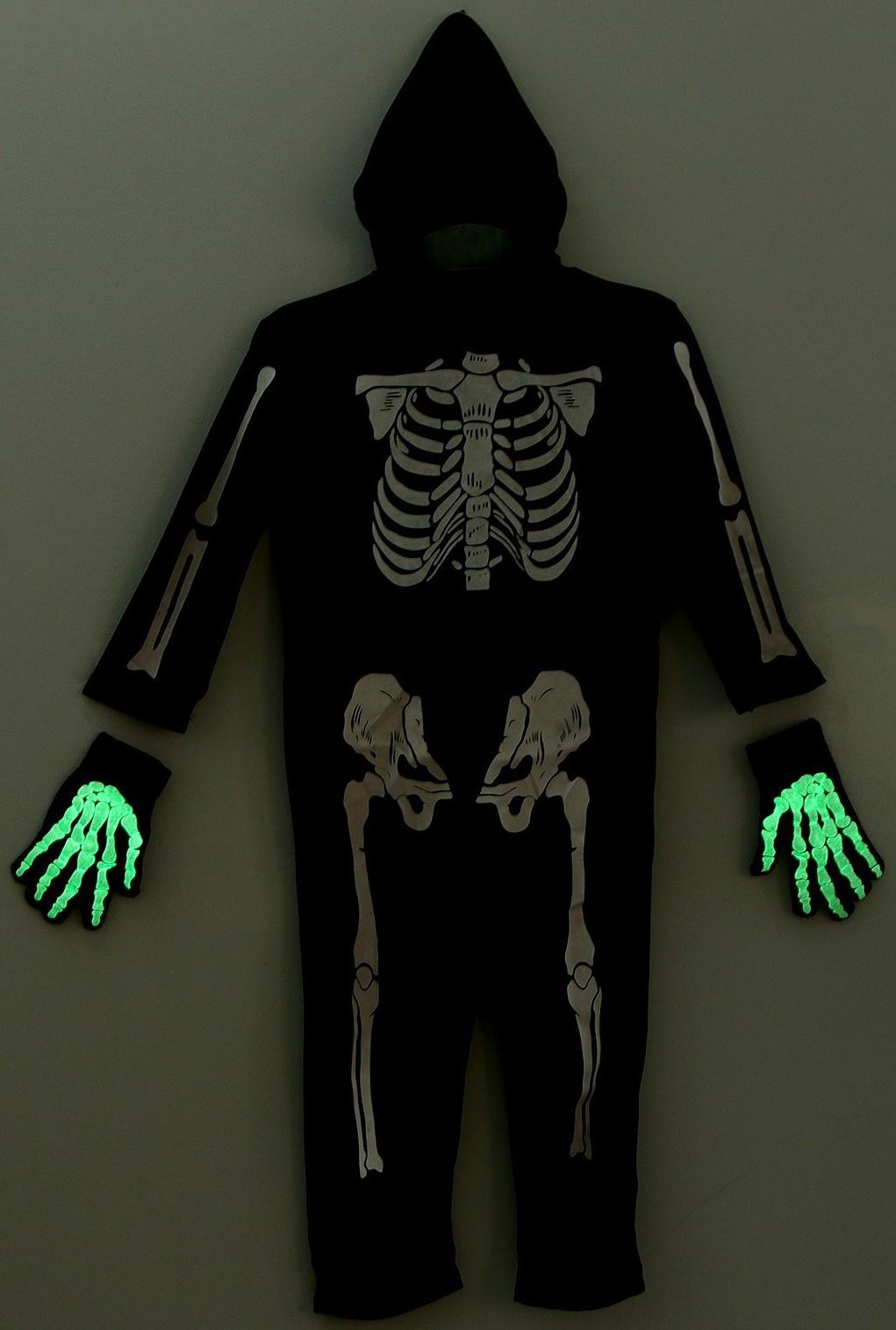 Карнавальный набор «Жуткий скелетик»: комбинезон, перчатки, грим, р. 104–116 см