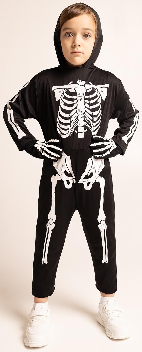 Карнавальный набор «Жуткий скелетик»: комбинезон, перчатки, грим, р. 104–116 см