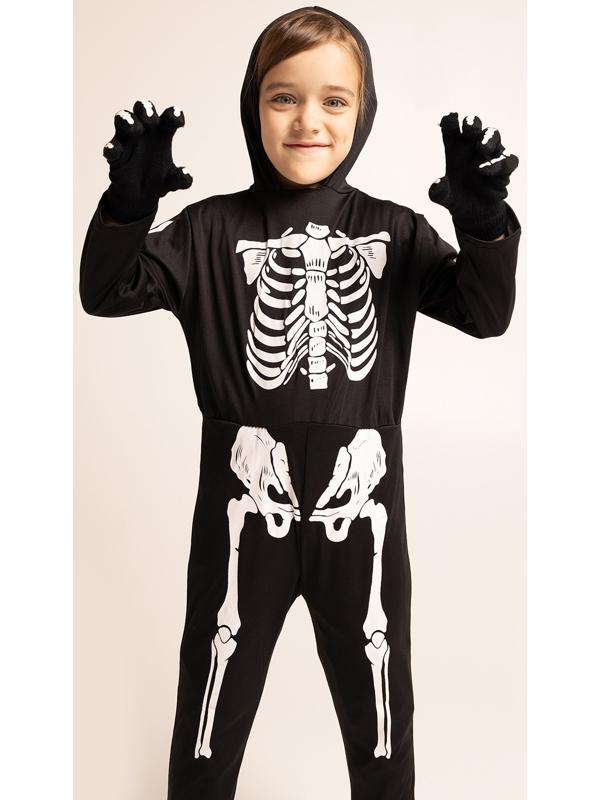 Карнавальный набор «Жуткий скелетик»: комбинезон, перчатки, грим, р. 104–116 см