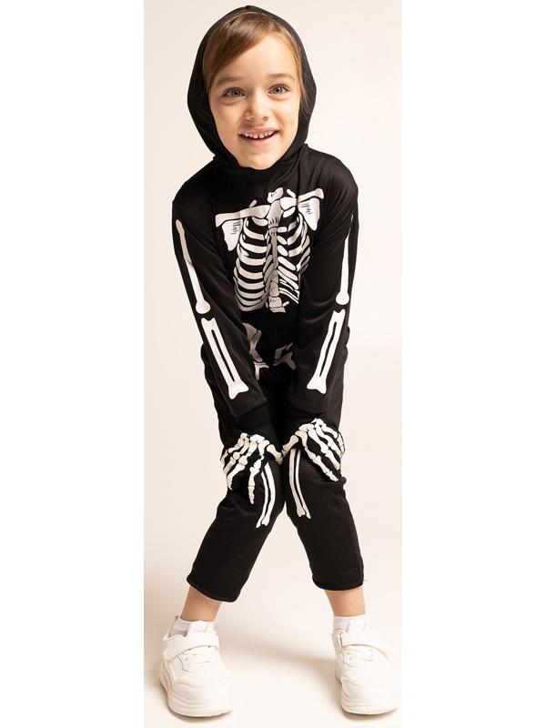 Карнавальный набор «Жуткий скелетик»: комбинезон, перчатки, грим, р. 104–116 см