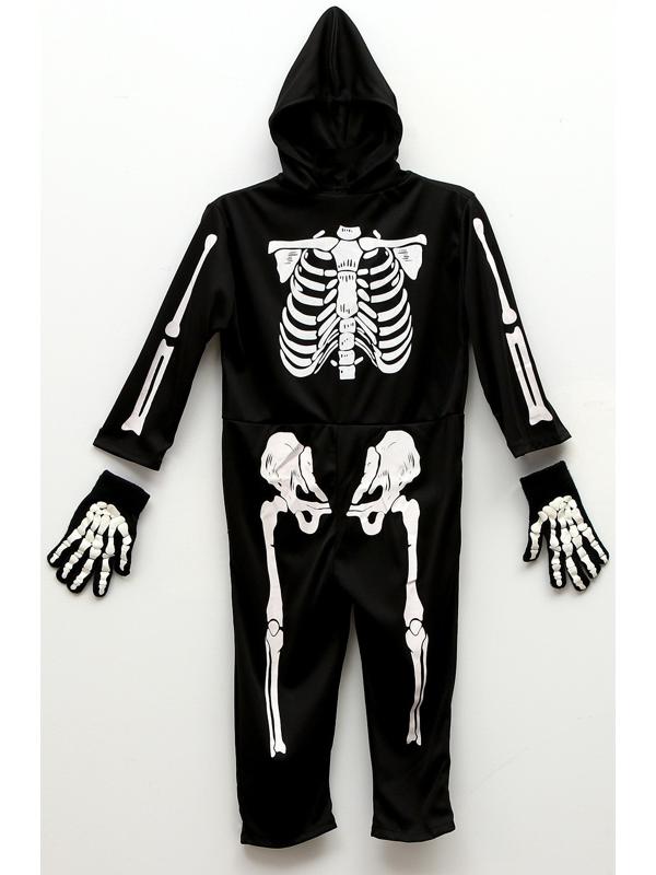 Карнавальный набор «Жуткий скелетик»: комбинезон, перчатки, грим, р. 104–116 см