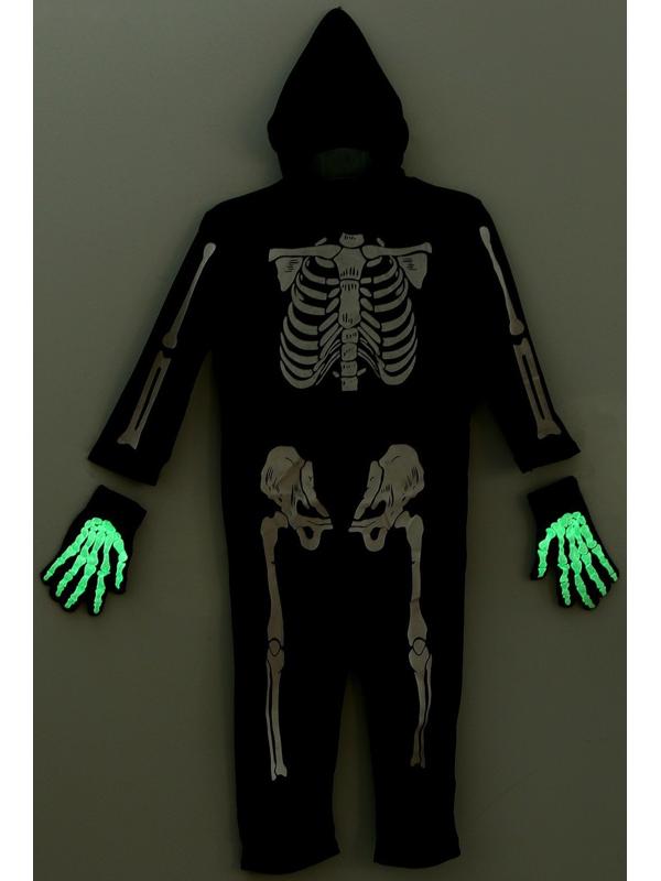 Карнавальный набор «Жуткий скелетик»: комбинезон, перчатки, грим, р. 104–116 см