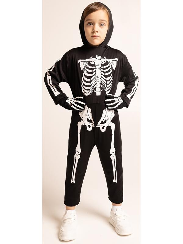Карнавальный набор «Жуткий скелетик»: комбинезон, перчатки, грим, р. 104–116 см
