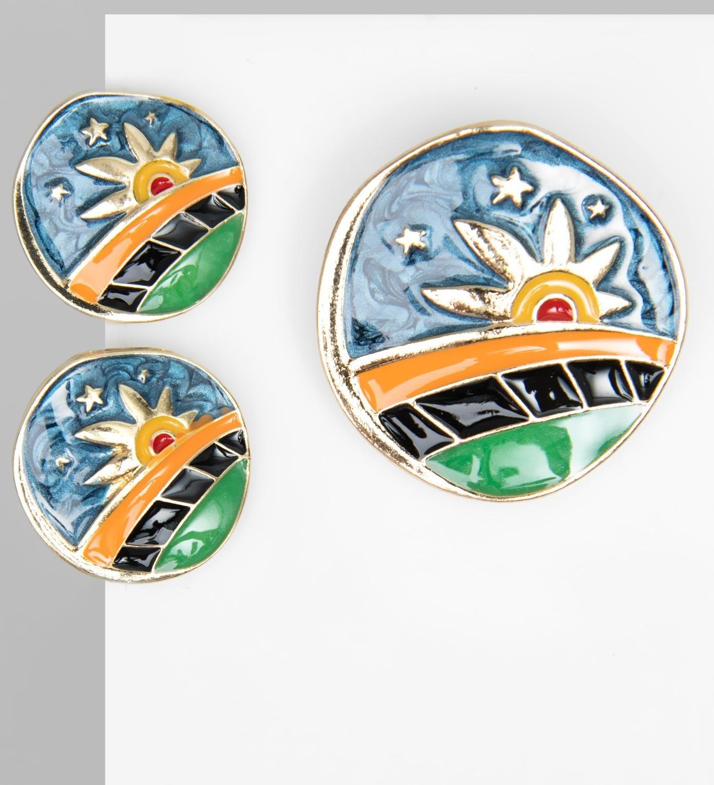 Набор 2 предмета: серьги, брошь-кулон 