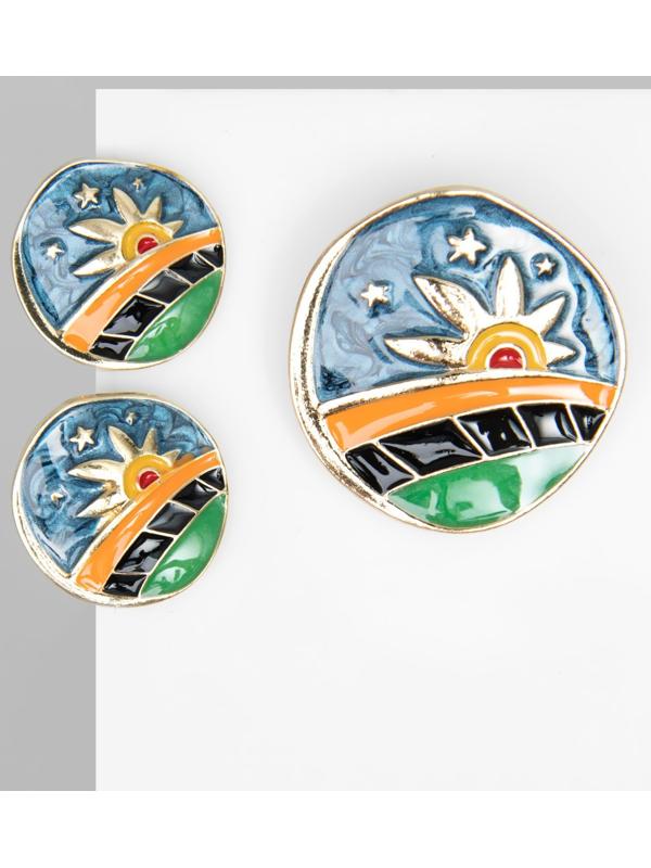 Набор 2 предмета: серьги, брошь-кулон 