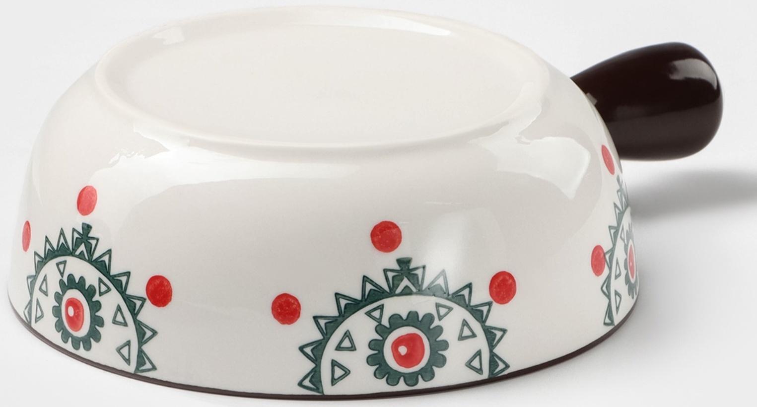 Кокотница керамическая «Узоры», 550 мл, цвет белый