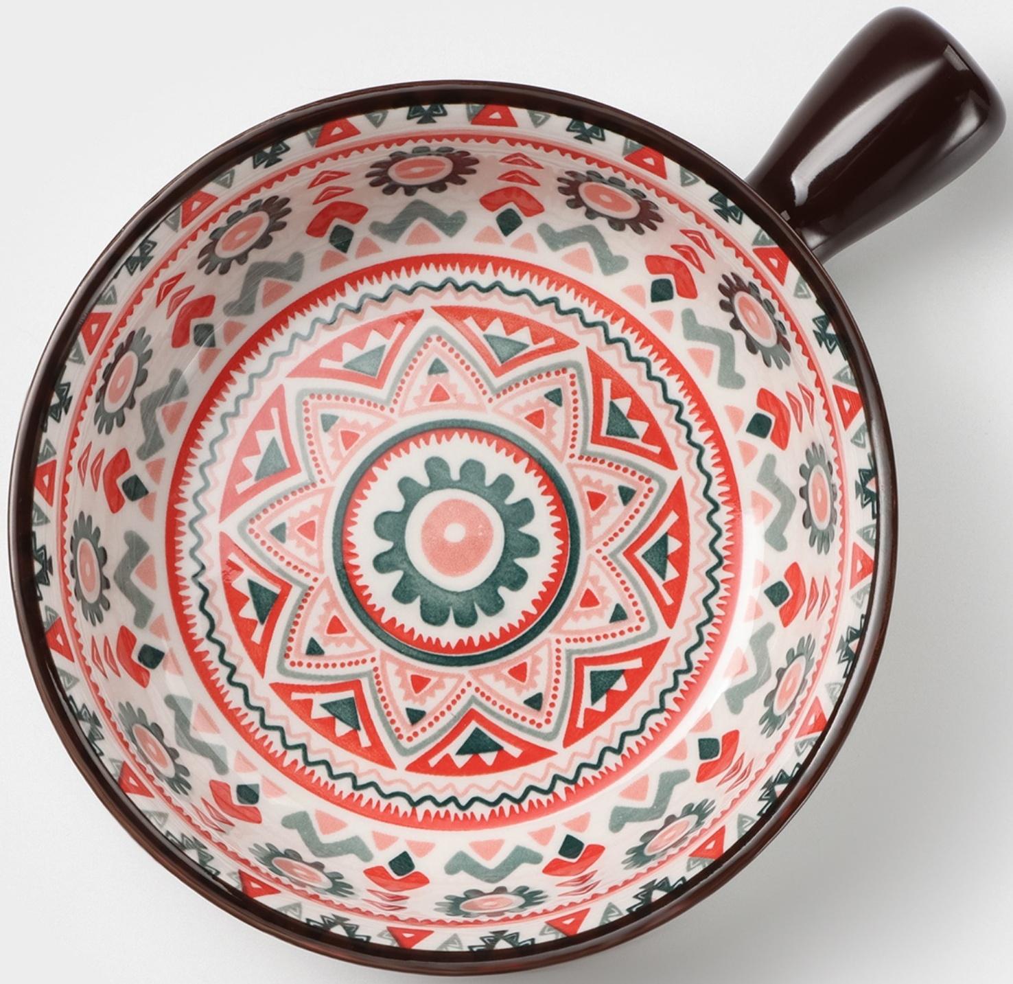 Кокотница керамическая «Узоры», 550 мл, цвет белый