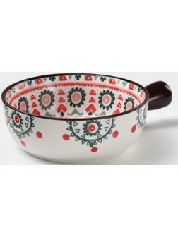 Кокотница керамическая «Узоры», 550 мл, цвет белый