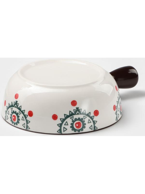 Кокотница керамическая «Узоры», 550 мл, цвет белый