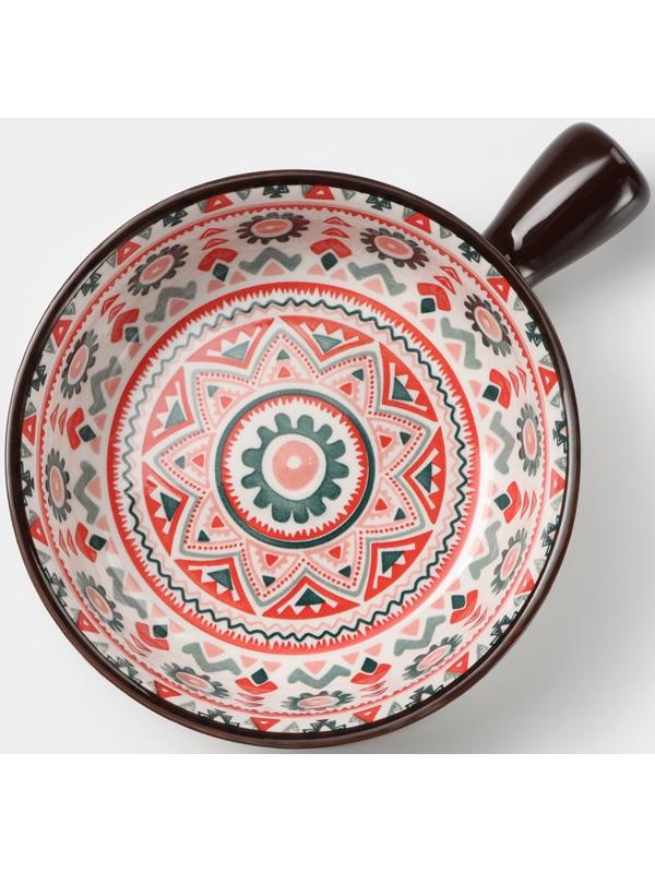 Кокотница керамическая «Узоры», 550 мл, цвет белый