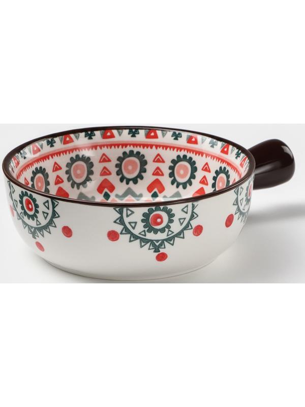 Кокотница керамическая «Узоры», 550 мл, цвет белый