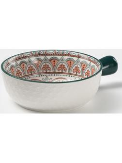 Кокотница керамическая «Цветы», 550 мл, цвет белый