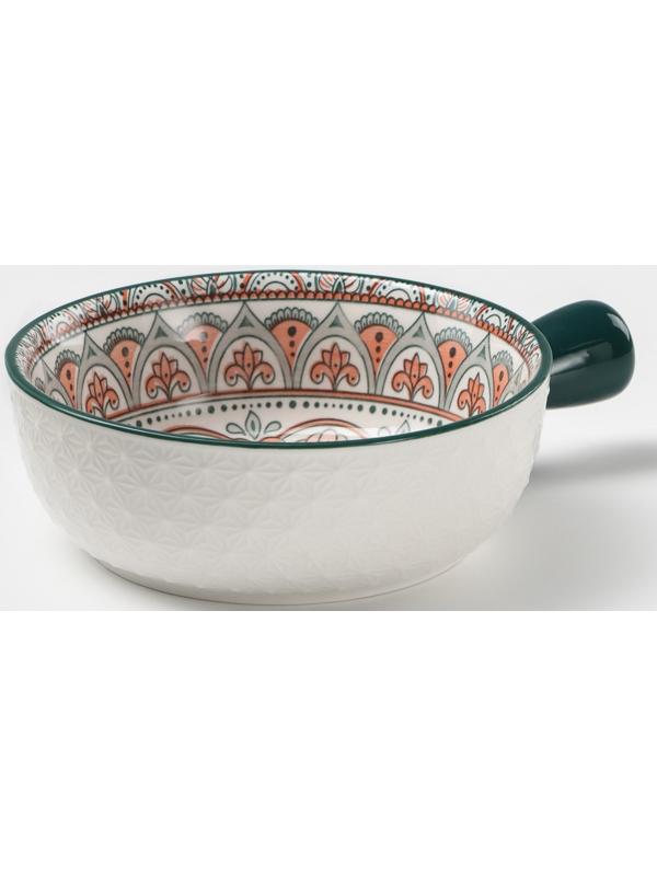 Кокотница керамическая «Цветы», 550 мл, цвет белый