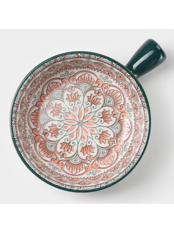 Кокотница керамическая «Цветы», 550 мл, цвет белый