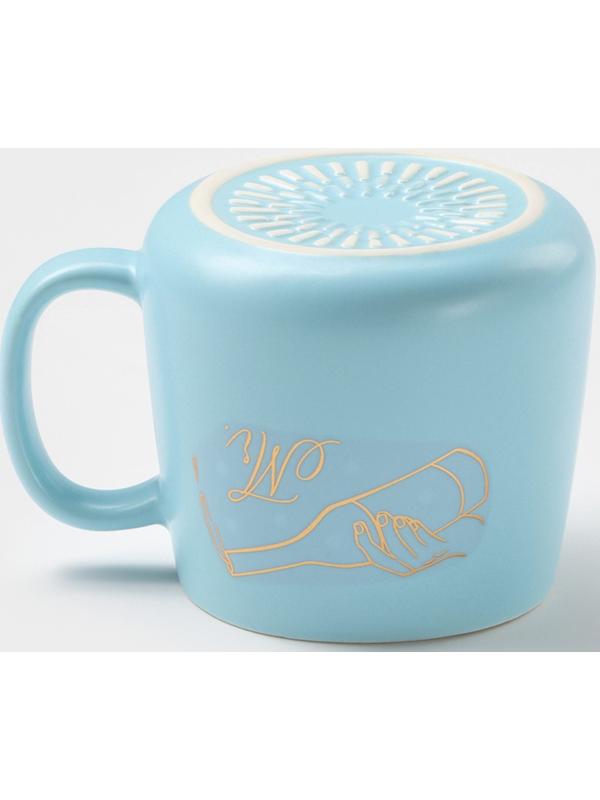 Кружка керамическая с ложкой «Мистер», 380 мл, цвет голубой