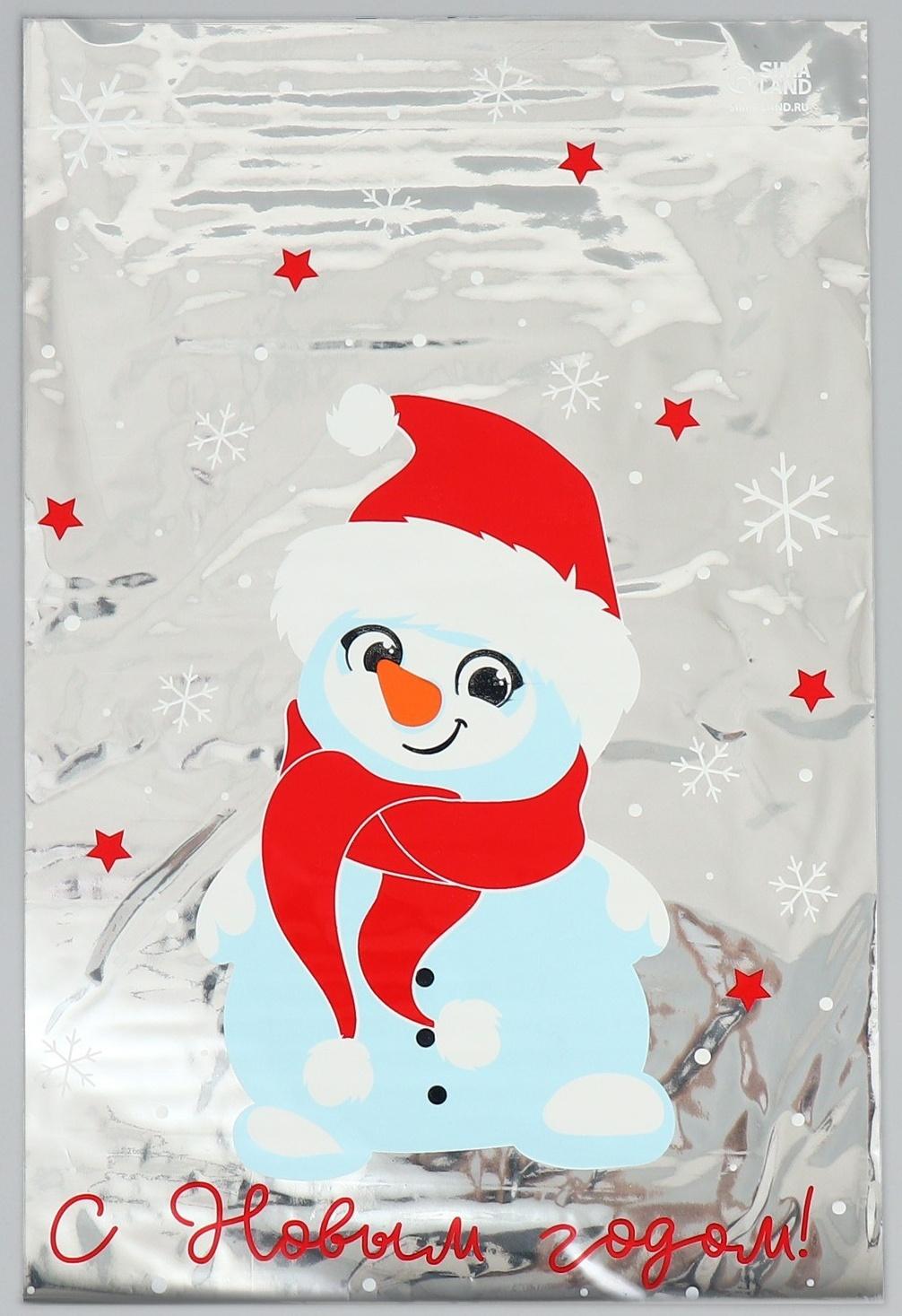 Пакет пластиковый «Снеговичок», 20 × 30 см