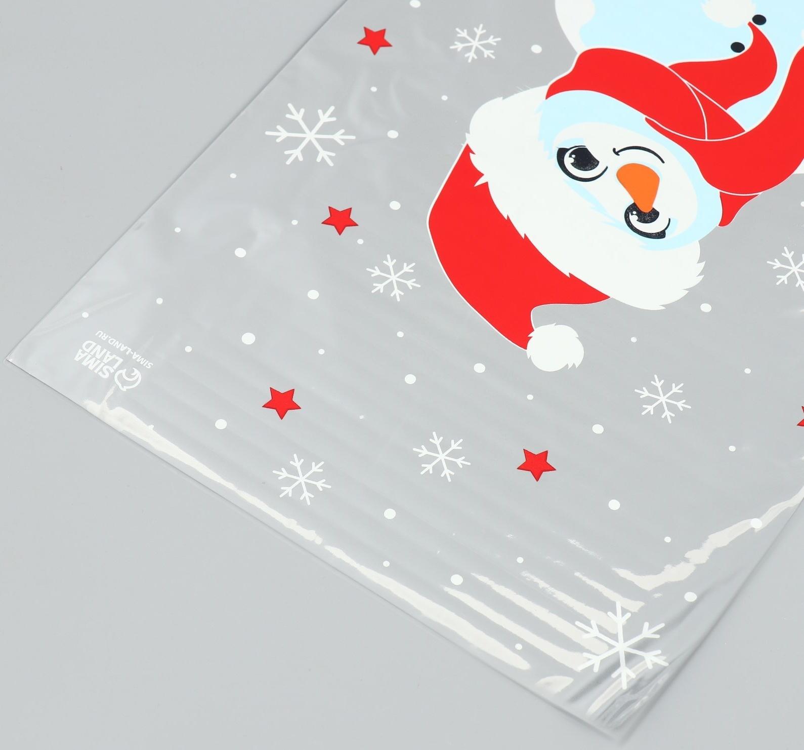 Пакет пластиковый «Снеговичок», 20 × 30 см