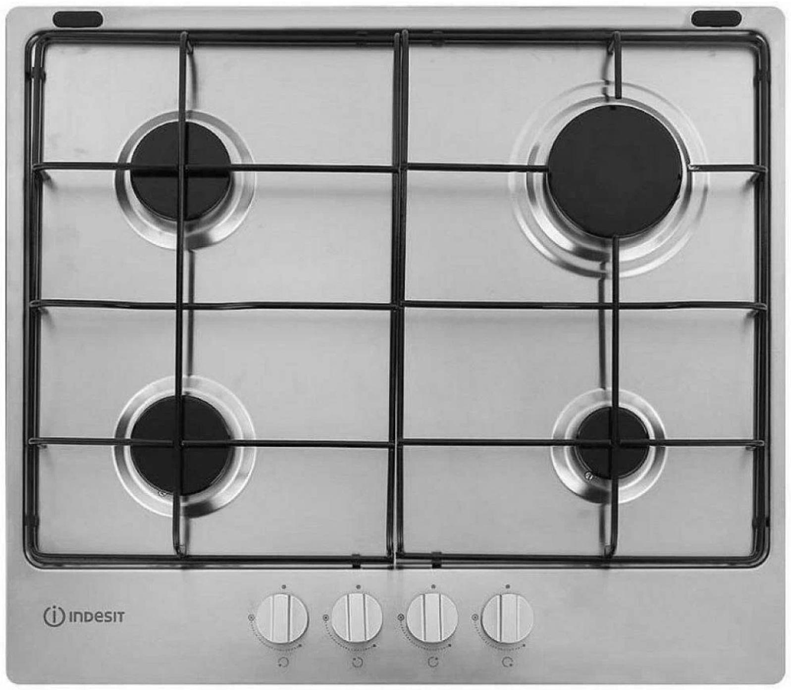 Варочная поверхность Indesit THP 642 W/IX/I RU, газовая, 4 конфорки, цвет нерж. сталь