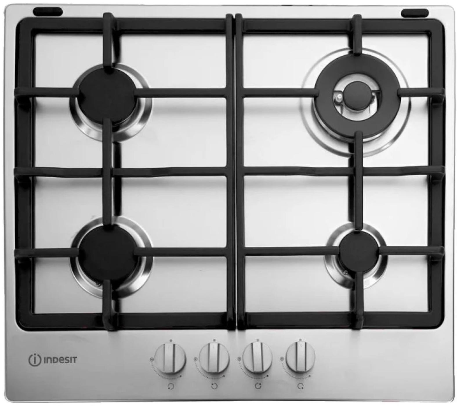 Варочная поверхность Indesit THP 642 W/IX/I RU, газовая, 4 конфорки, цвет нерж. сталь