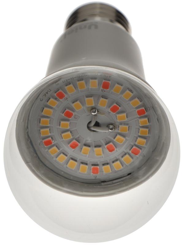 Фитолампа светодиодная Uniel, А60, Е27, 15 Вт, 250 В, 220°, спектр для фотосинтеза