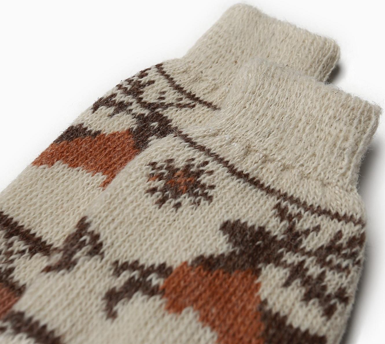 Носки женские шерстяные, цвет коричневый/олени, размер 25