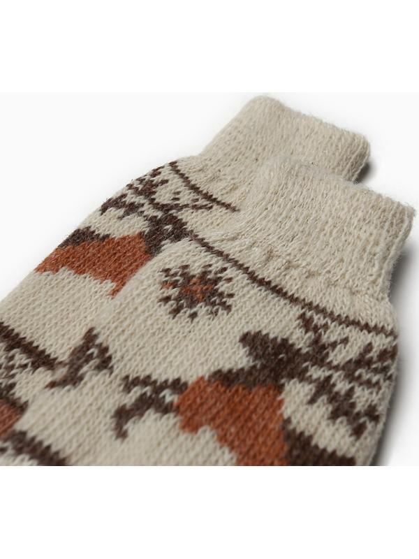 Носки женские шерстяные, цвет коричневый/олени, размер 25