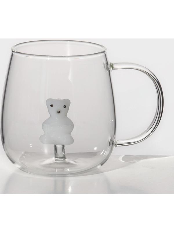 Кружка стеклянная с фигуркой на дне «Серен» мишка, 350 мл