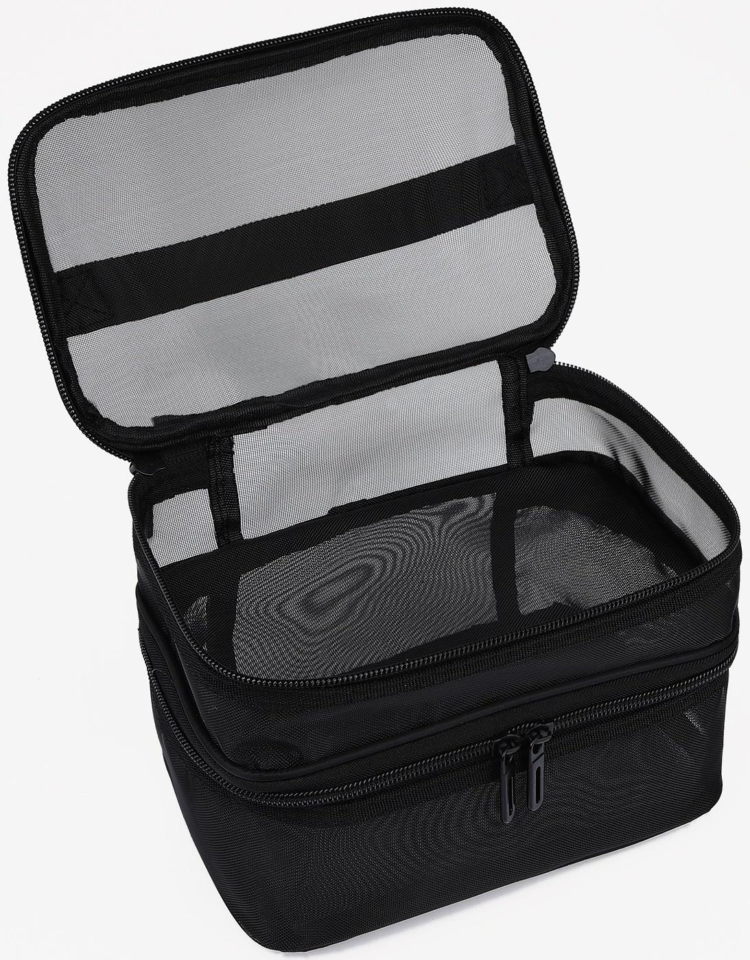 Косметичка, 2 отдела на молниях, цвет чёрный