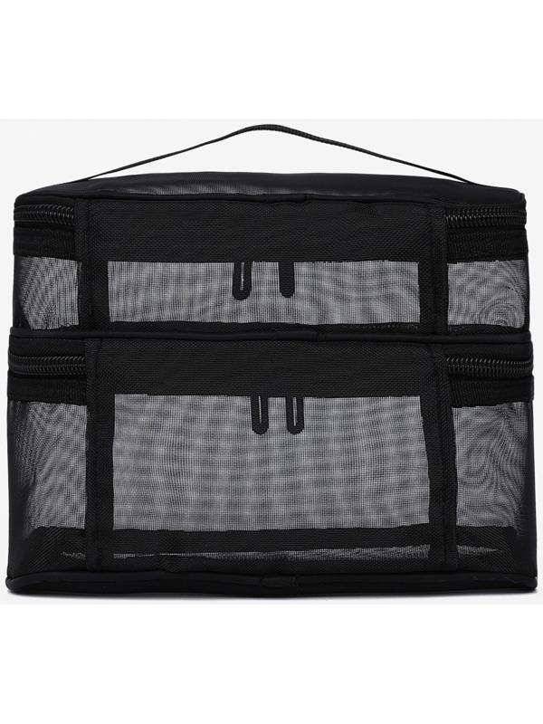 Косметичка, 2 отдела на молниях, цвет чёрный