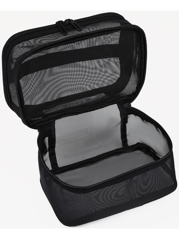 Косметичка, 2 отдела на молниях, цвет чёрный