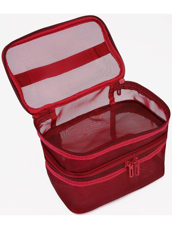 Косметичка, 2 отдела на молниях, цвет бордовый