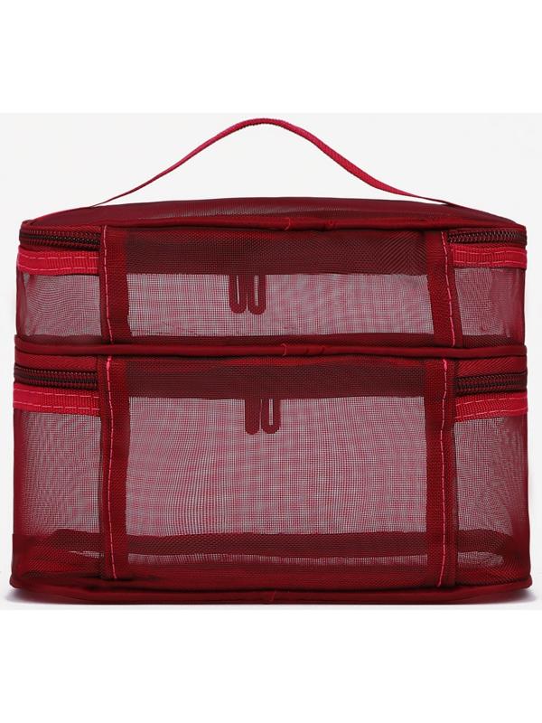 Косметичка, 2 отдела на молниях, цвет бордовый